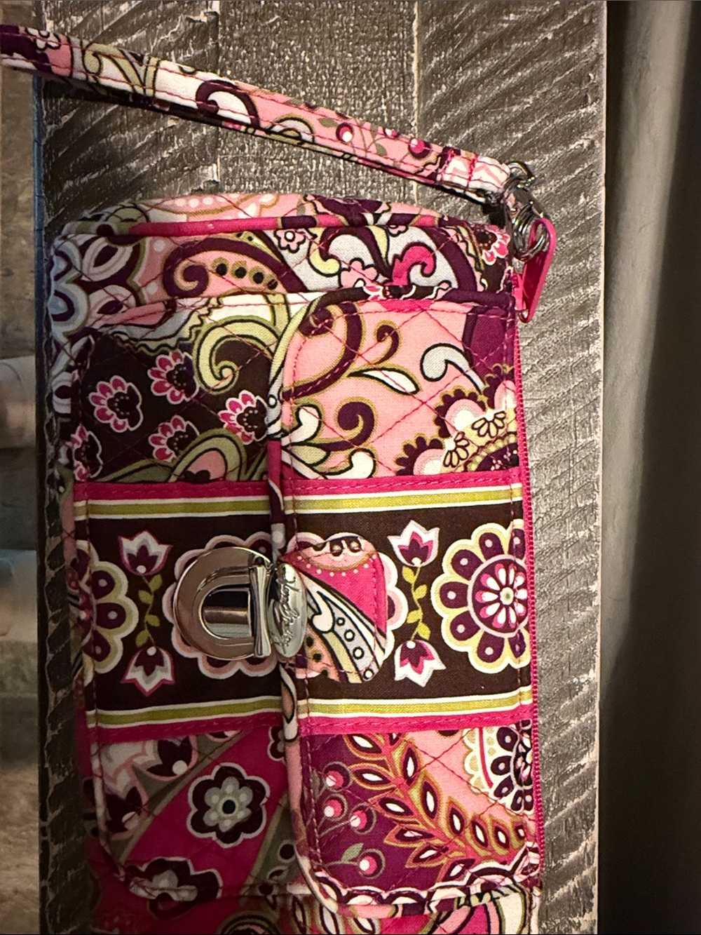 Vera Bradley Pink Paisley Quilted Wristlet